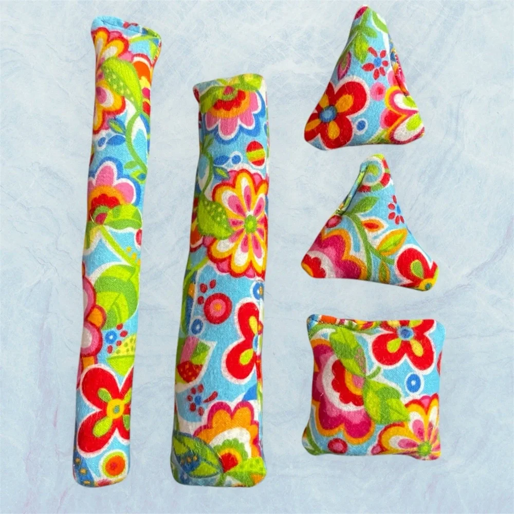 Handmade Floral Print Catnip Kick Stick Cat Toy Set (5)